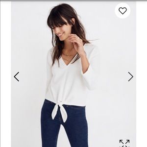 Madewell Blck Texture Front Tie Top Sz L